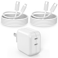 40W USB C Charger,C Charger Fast Charging for iPhone 16,Dual Port USB C Charger Block,USB C to C Charging Cable with Type C to Lightning Cord,Wall Charger Fast Charging for iPhone 16/16 Pro Max/15/14